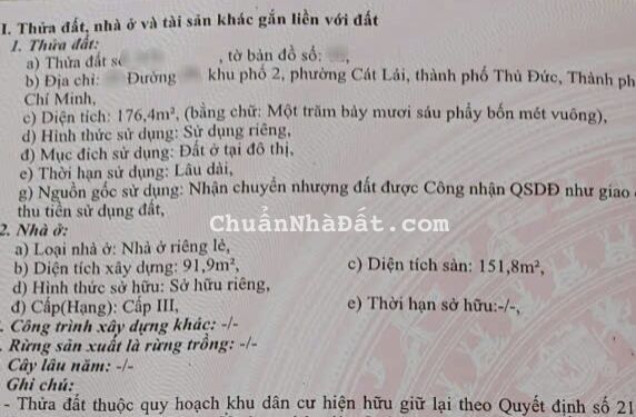 Bán nhà mặt tiền đường số 29 Phường Cát Lái Quận 2  - Diện tích 176,4m2(10m5 x 19,4m) Lh 0903034123