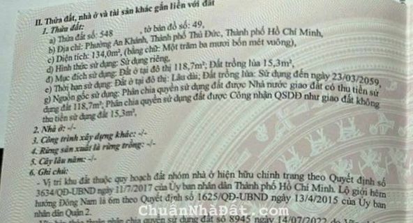 Bán đất thổ cư khu đường Lưu Đình Lễ An Khánh Quận 2 DT: 134m2 ngang 11m ngay khu Trung Tâm Quận 2
