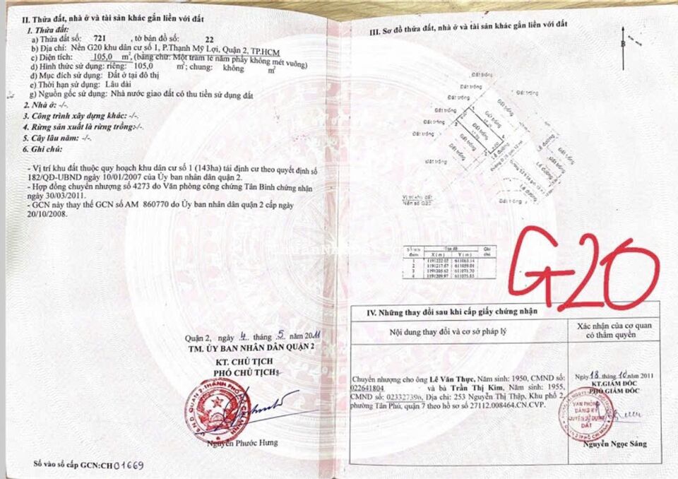 Bán đất dự án KDC Thạnh Mỹ Lợi Quận 2 Mặt tiền đường Phạm Hy Lượng đối diện chợ Lô G20