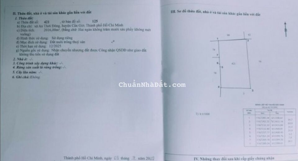 CẦN BÁN GẤP 2000M2 TẠI XÃ AN THỚI ĐÔNG, GIÁ ~900K/M2 CẦN BÁN GẤP 2000M2 TẠI XÃ AN THỚI ĐÔNG, GIÁ ~900K/M2