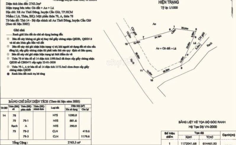 Cần bán gấp 2800m2 tại xã An Thới Đông, huyện Cần Giờ, giá 1tr/m2