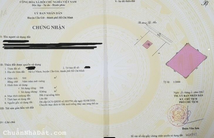 Chủ Cần Rao Bán Đất Xã Lý Nhơn 