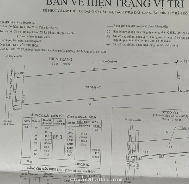Ngộp lãi ngân hàng cần ra gấp lô đất 6000m2 tại Lý Nhơn Cần Giờ TPHCM (giá 900k/m2 còn thương lượng