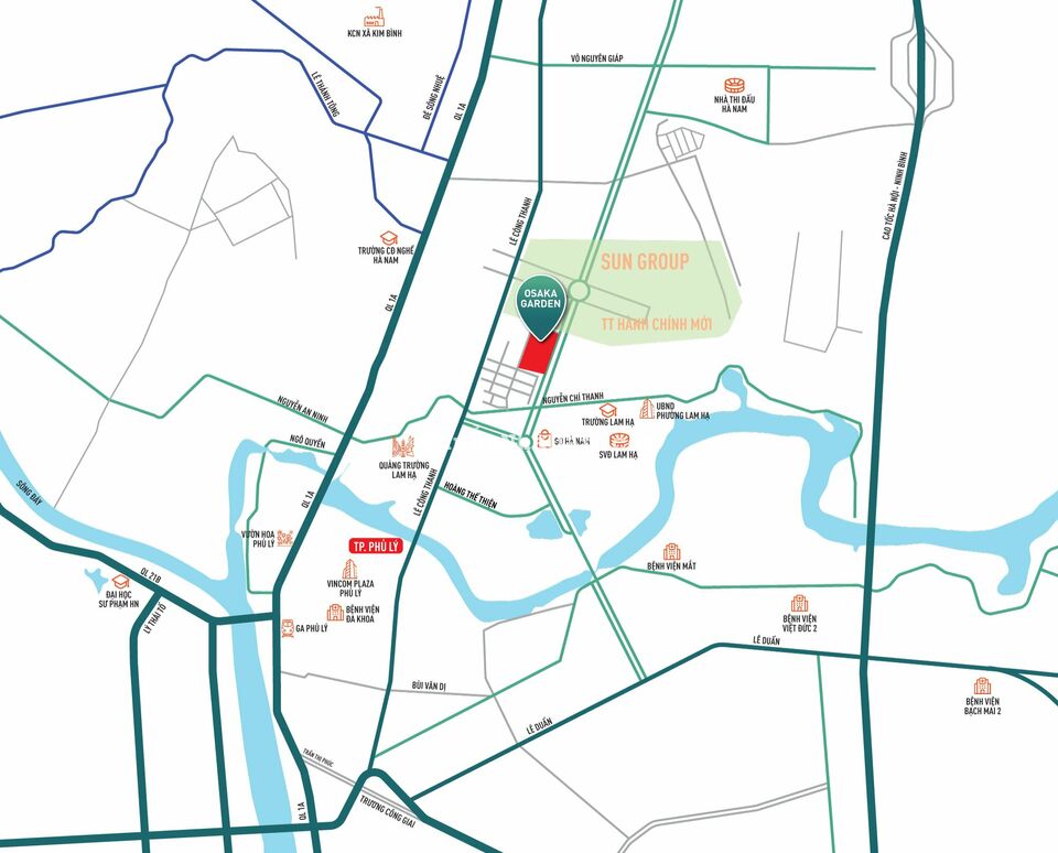 Đất nền biệt thự dự án Osaka Garden Phủ Lý - Khu đô thị Bắc Châu Giang