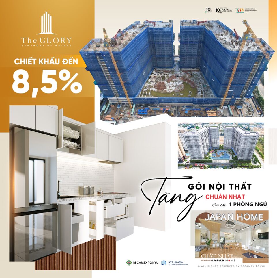 Căn hộ The Glory, 2PN-2WC-69m2, giá gồm thuế 2,4 tỷ, trả 50% nhận nhà tháng 9/2024, lh: 0962985120