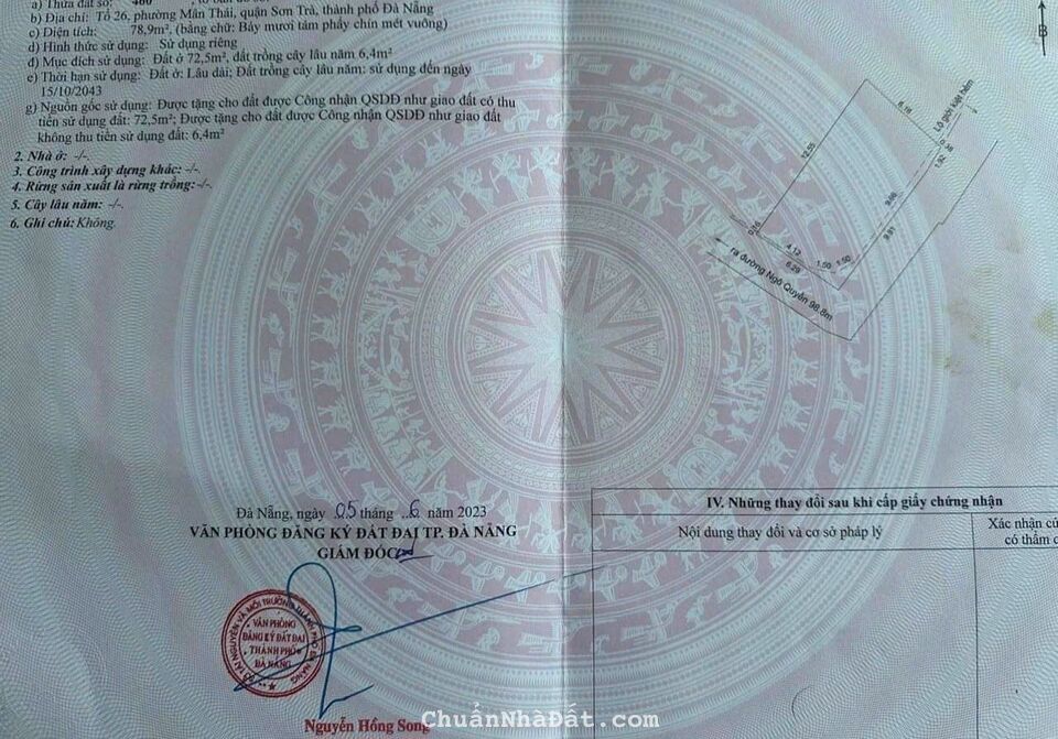 Cần bán lô đất 2 mặt kiệt Ngô Quyền ( GẦN CHỢ CHIỀU ) Phường Mân Thái , Sơn Trà , Đà Nẵng  