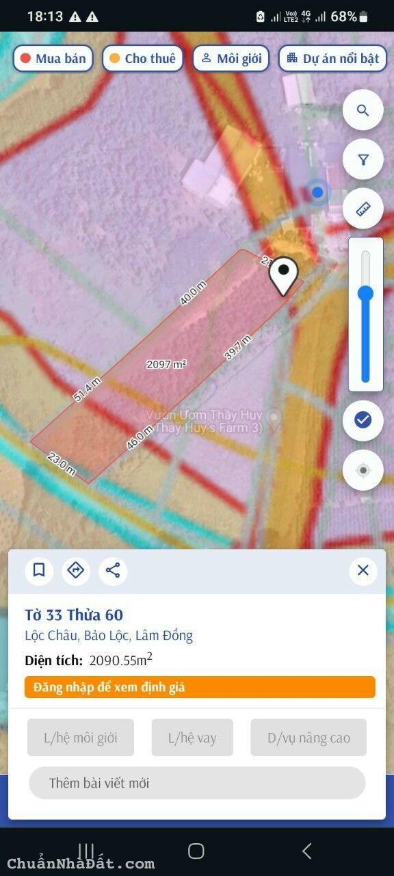 Đất Viêw Sông 1800 m2 .cần bán tại Bảo lộc