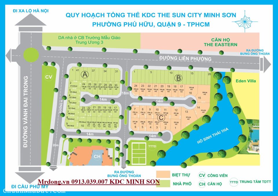 79 Lô KDC Minh Sơn 300m2 35tr/m2 The Sun City Minh Son, Rẻ Nhất Liên Phường