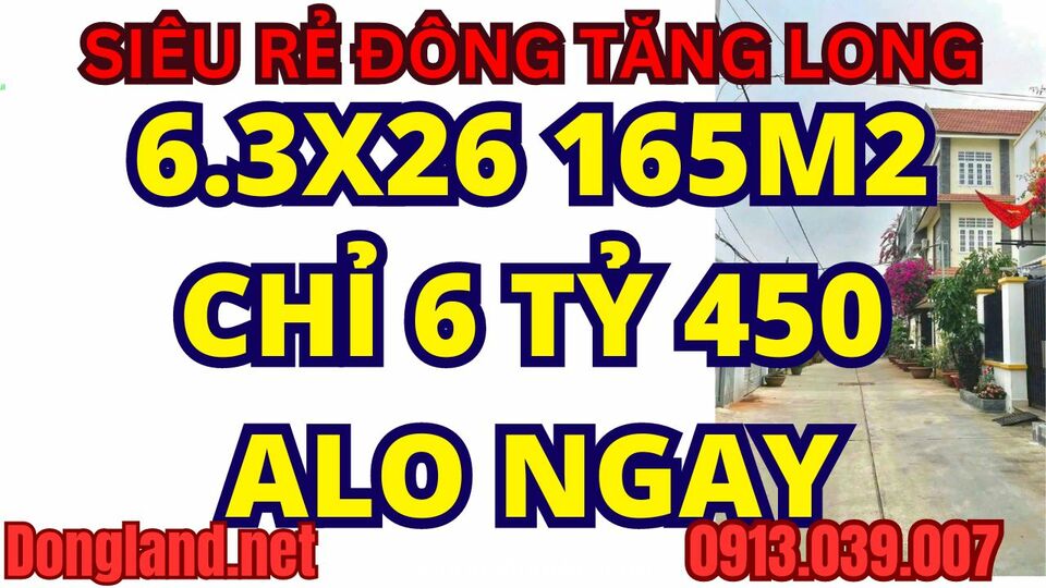 Ngộp Bank giảm 2 tỷ 6,3x26 165m2 6ty450 Tam Đa kế Đông Tăng Long (39tr/m2 Thơm Nhất 2024)