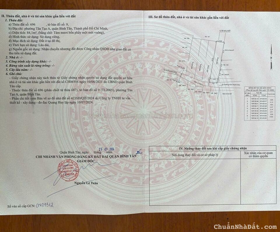 ĐẤT ĐƯỜNG TRẦN THANH MẠI_4X21 FULL THỔ_CÁCH KÊNH THAM LƯƠNG BẾN CÁT 30 MÉT