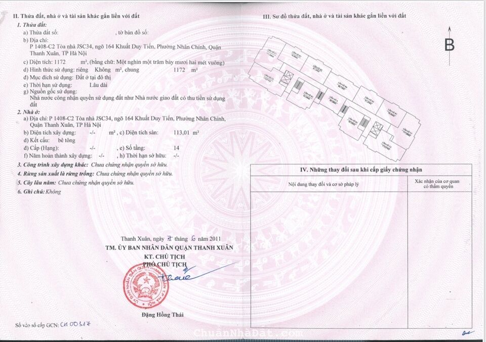 Chính chủ cần bán căn hộ chung cư toà JSC34, Nhân Chính, Thanh Xuân, Hà Nội. 