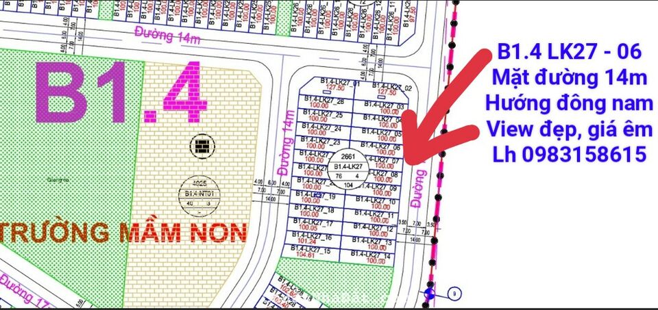 Chính chủ cần bán B1.4 KĐT Thanh Hà