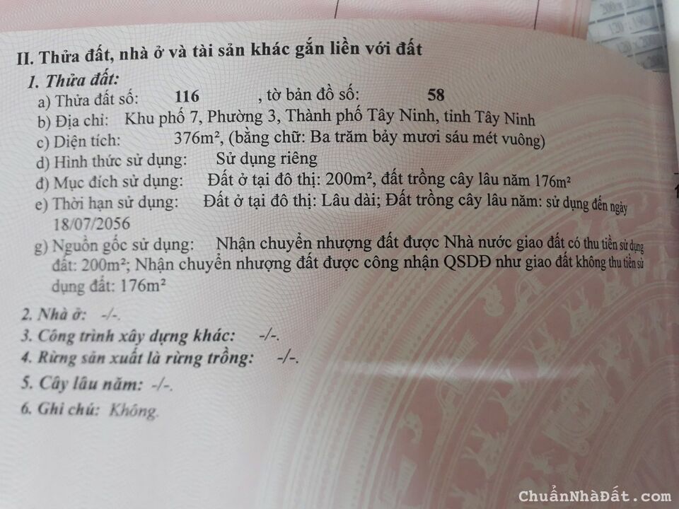 Đất thổ cư phường 3 tây ninh, ô tô thông tứ hướng