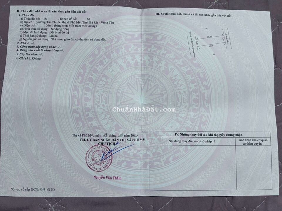 Bán đất QL51, Thị Xã Phú Mỹ, QL51 vào 1.3km