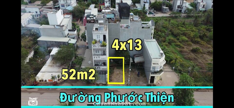 Lô đất mặt tiền đường phước thiện DT 52m đối diện vinhome