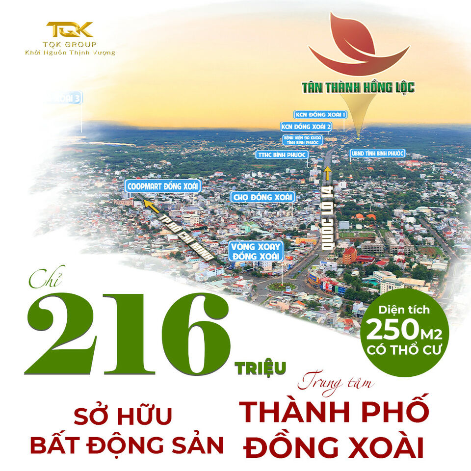 Sở hữu đất TP Đồng Xoài chỉ với 216 triệu Sở hữu đất TP Đồng Xoài chỉ với 216 triệu