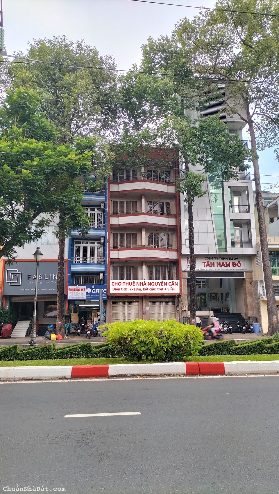 Cho thuê nhà Nguyên Căn 170-172 Hồng Bàng, Quận 5, DT: 7x18m, 6 lầu, giá: 140tr TL