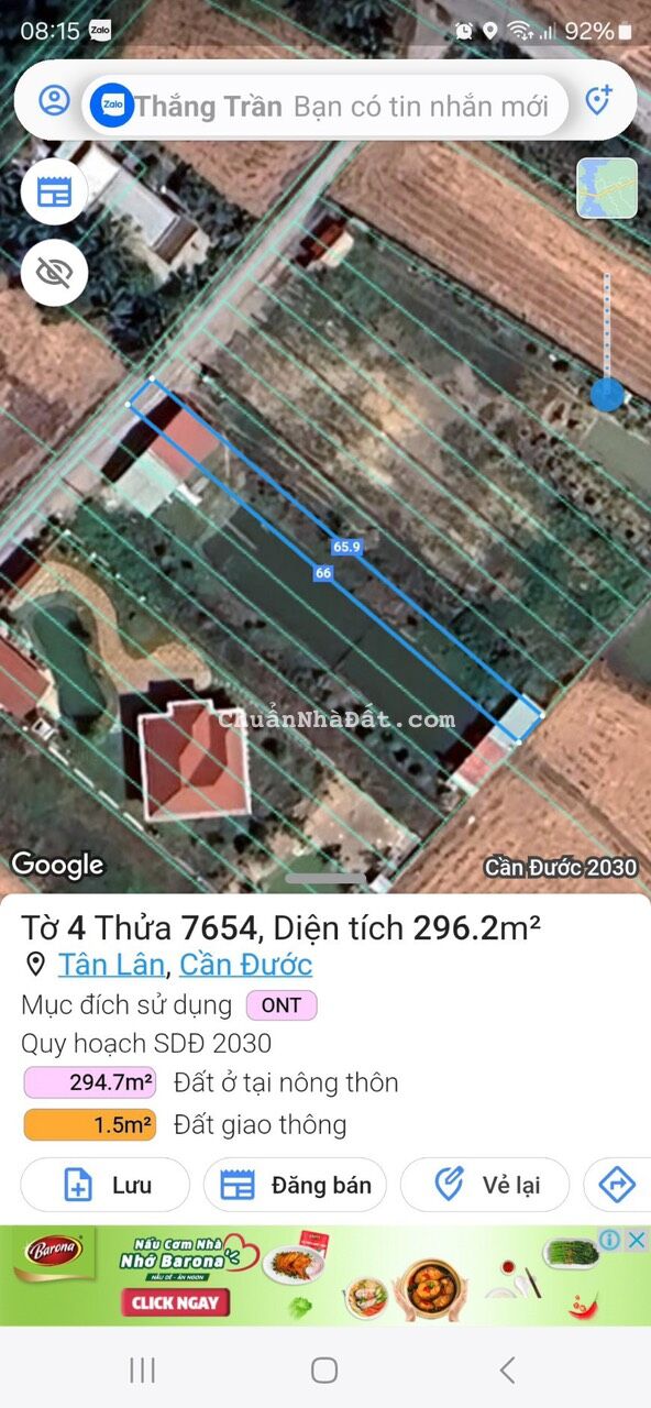 tôi đang kẹt tiền cần bán gấp lô đất ngay xã tân lân huyện cần đước tỉnh long an