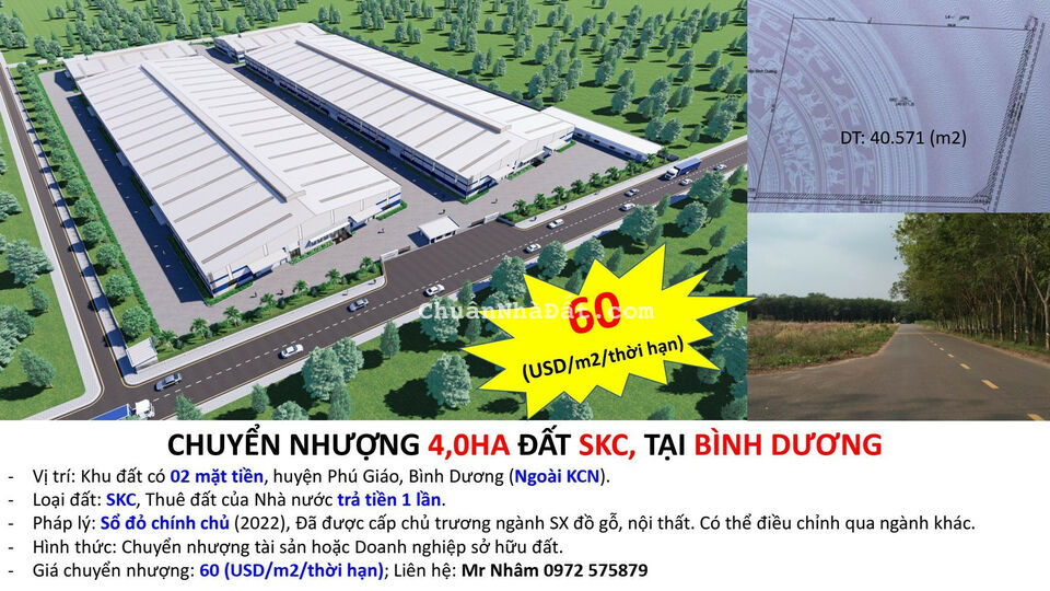 Bán 4,0ha đất SKC tại Bình Dương