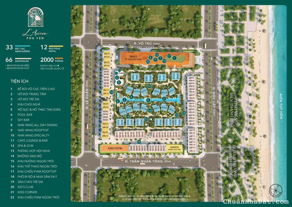 SANG NHƯỢNG SHOPHOUSE BIỂN MẶT ĐỘC LẬP TẠI L AURORA PHÚ YÊN.