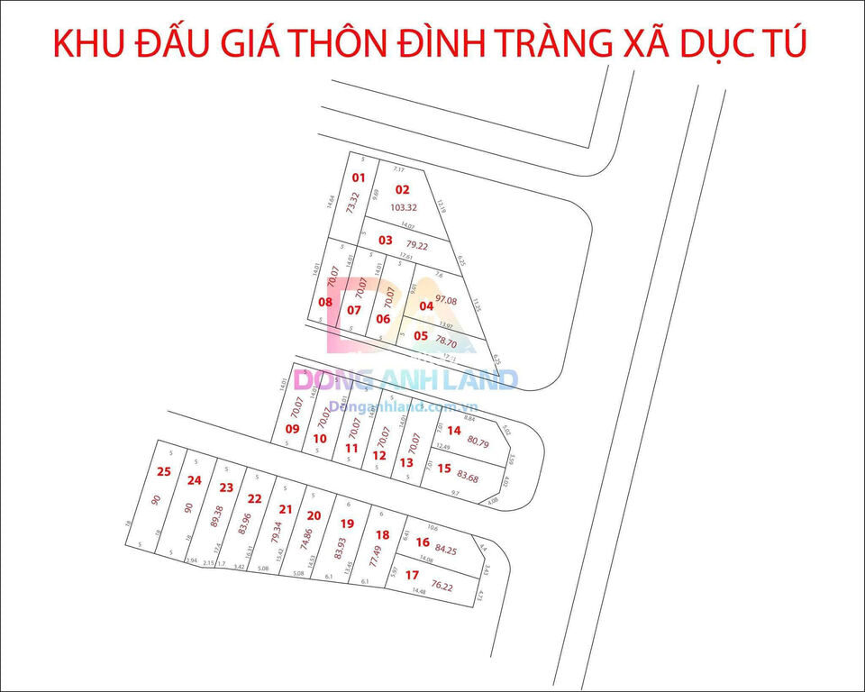 Bán đất Đấu Giá Đình Tràng ,Dục Tú, Đông Anh, Trục Chính 25m liên Xã Kinh Doanh