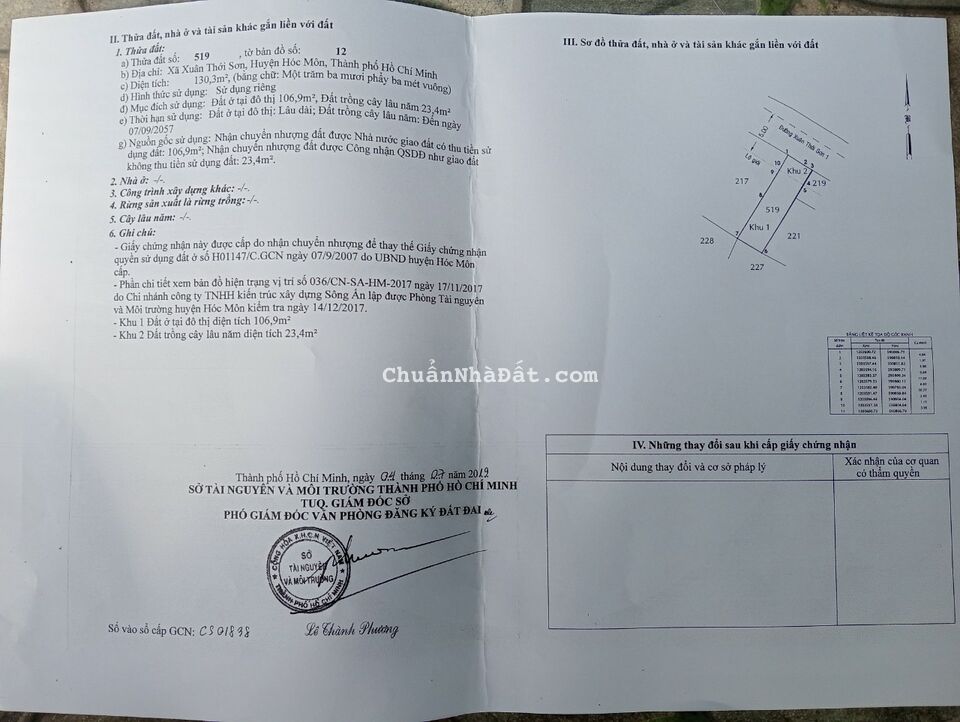 Bán 130.3m2 đất tại Xuân Thới Sơn, Hóc Môn SHR 5.6 tỷ. Lh:0976295019