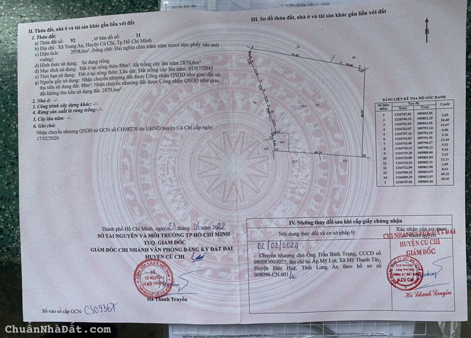 Bán đất Xã Trung An Huyện Củ Chi - 2958,6m2 sẵn SHR chỉ 6.8 tỷ TL. LHCC:0358654758. Bán đất Xã Trung An Huyện Củ Chi - 2958,6m2 sẵn SHR chỉ 6.8 tỷ TL. LHCC:0358654758.