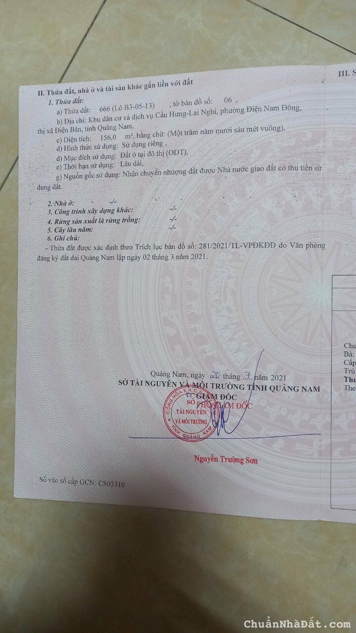 Chính Chủ cần bán lô đất cách phố cổ Hội An chỉ 5 phút di chuyển gía 1x Tỷ 