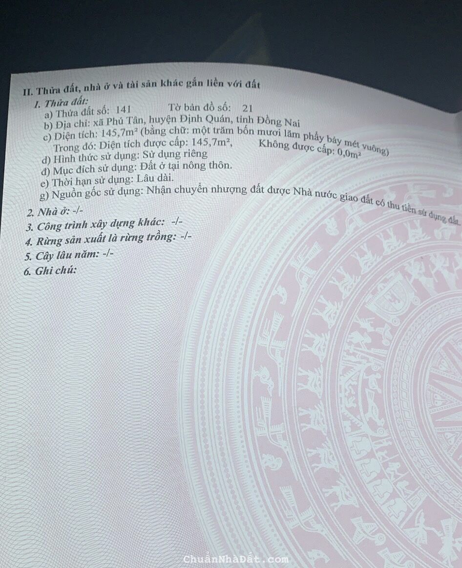 Bán đất 145.7m2 tại xã phú tân định quán đồng nai Bán đất 145.7m2 tại xã phú tân định quán đồng nai