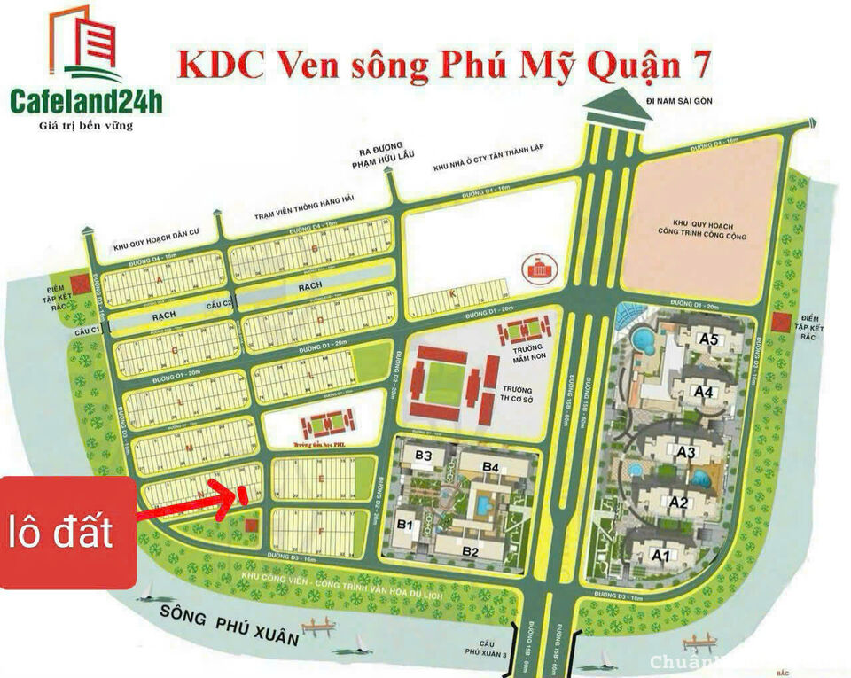 Bán lô đất 2 mặt tiền CN 90m KDC Phú Mỹ Quận 7 Bán lô đất 2 mặt tiền CN 90m KDC Phú Mỹ Quận 7