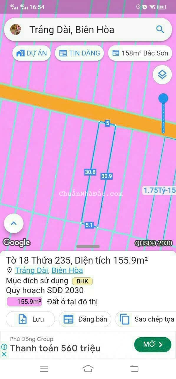 Chính Chủ Cần Bán Gấp Lô Đất 159 m2 Sổ Riêng Gần Chợ Thanh Hóa KP4 _ Trảng Dài _ Biên Hòa _ ĐN