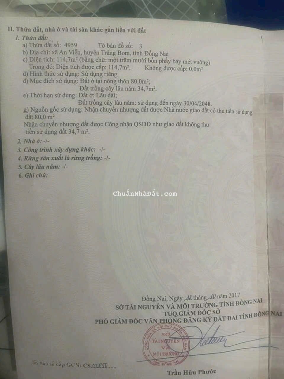 Bán Lô Đất Đẹp 1 Sẹc Đường Trần Vĩnh Lộc & Nằm Sát KCN Giang Điền _ Trảng Bom _ ĐN 