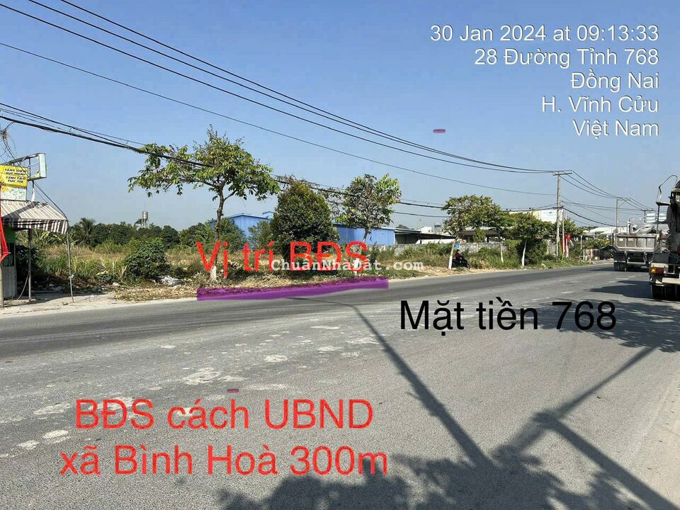 Bán 1556 m2 Đất Mặt Tiền Đường 768 Ngay KDL Bửu Long _ Bình Hòa _ Vĩnh Cửu _ ĐN