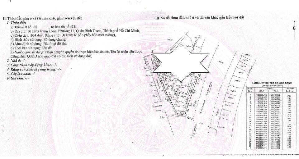  Bán nhà góc 2 mặt tiền 101 Nơ Trang Long, Phường 11, Quận Bình Thạnh DT 22x32m HĐT 180 Tr