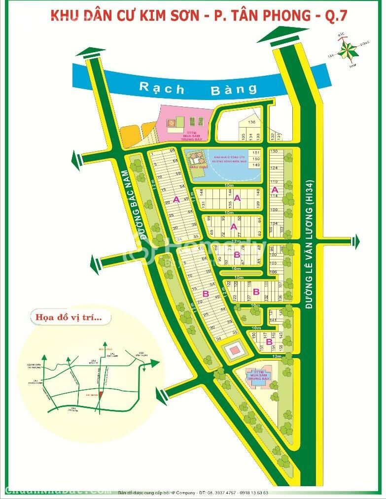 Bán 10 nền đất 80m2 KDC Kim Sơn, Tân Phong, Q7 kế bên Vivo City. Giá 2TỶ490
