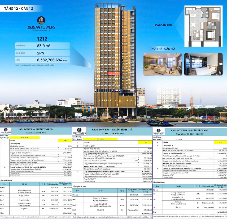 Sam Towers: Căn góc 2PN view trực diện ngắm pháo hoa, giá trực tiếp từ CĐT, LN sau 1 năm gần 500tr