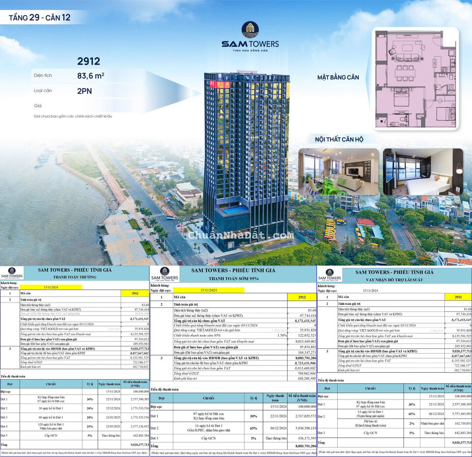 Sam Towers: Căn góc 2PN view trực diện ngắm pháo hoa, giá trực tiếp từ CĐT, LN sau 1 năm gần 500tr