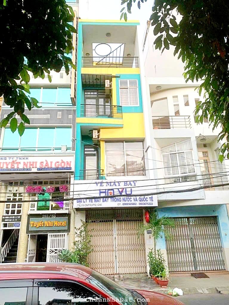 Cho thuê nhà đường 283 Cách Mạng Tháng 8, Phường 12, Quận 10. Trệt, 3 lầu, 5PN, 6WC chỉ 40tr