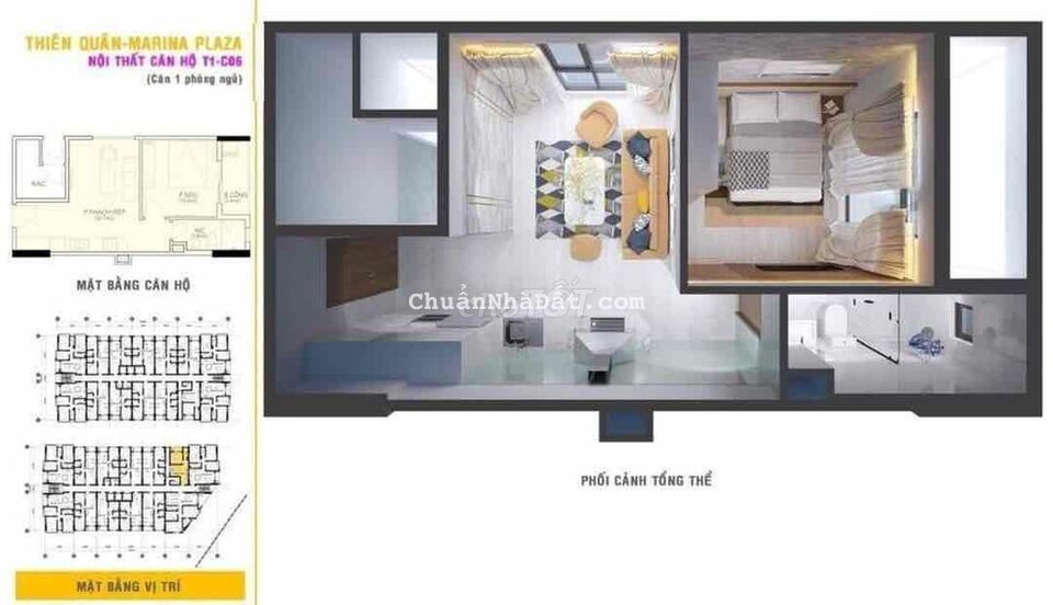 Căn hộ 1PN Thiên Quân Marina Plaza Cần Thơ