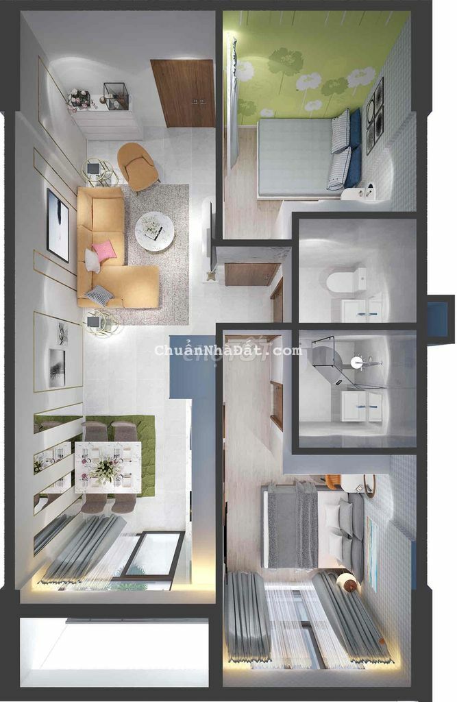 Căn hộ 60m2 2p.ngủ Thiên Quân Marina Cần Thơ