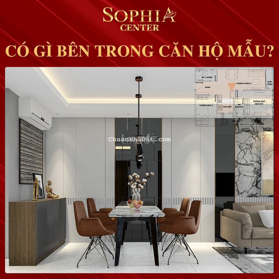Căn hộ Sophia 2 phòng ngủ view biển, tầng trung, 70m2, 2 tỷ 150.