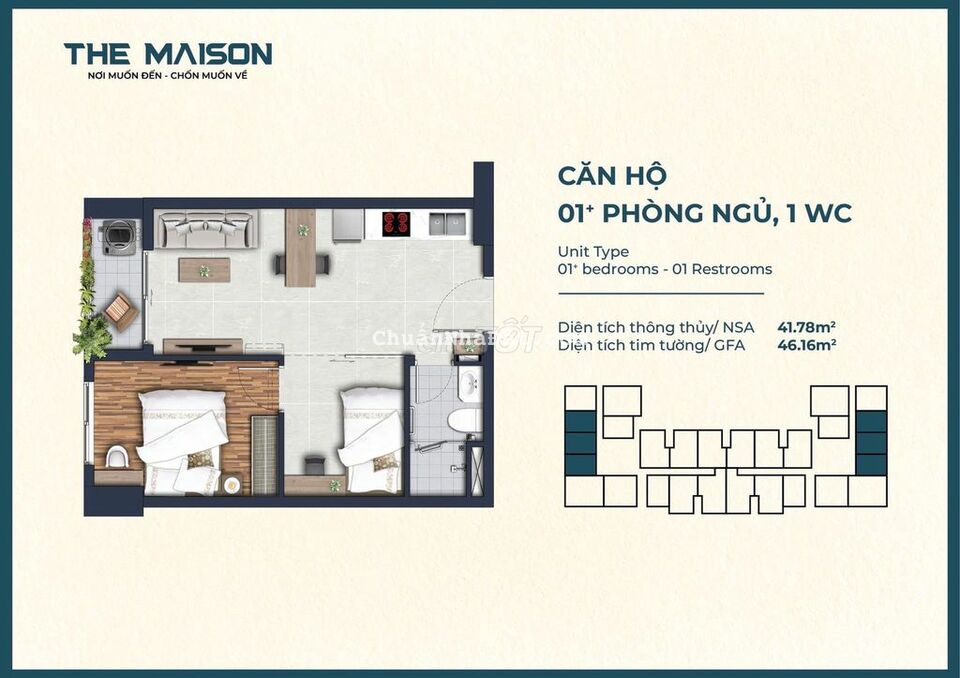 CĂN HỘ 46M2 1 PN DỰ ÁN THE MAISON FULL NỘI THẤT GIÁ CHỈ 1,3 TỶ CĂN HỘ 46M2 1 PN DỰ ÁN THE MAISON FULL NỘI THẤT GIÁ CHỈ 1,3 TỶ