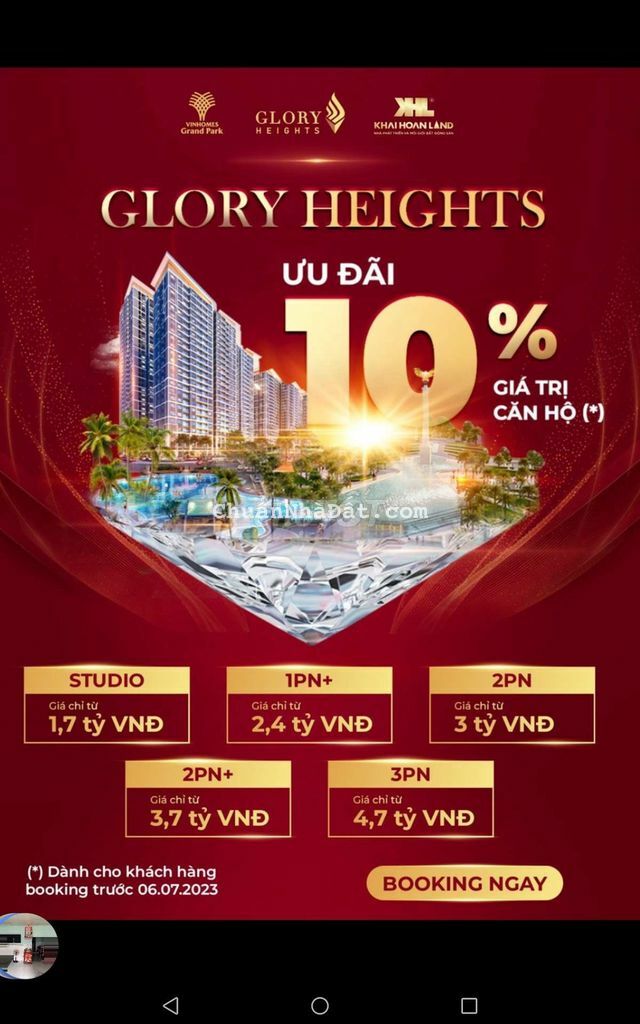 BÁN LỖ 200TR CĂN HỘ HOA HẬU GH6 GLORY HEIGHT VINHOME