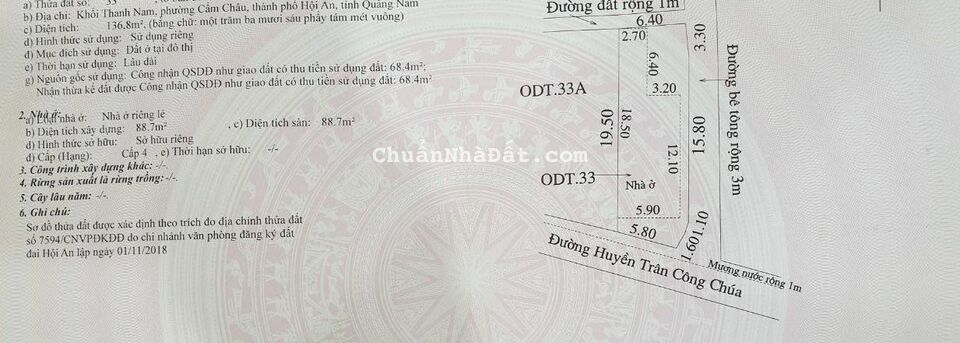 Bán nhà cấp 4 - 3 mặt tiền đường Huyền Trân Công Chúa - Hội An - Quảng Nam