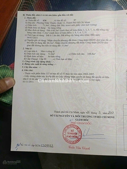 Bán nhà MT Hiệp Thành 45 (4x18)m đúc 1 tấm giá 4.6 tỷ P. Hiệp Thành, Q12 (Gò Vấp)