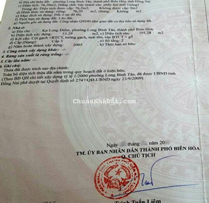 BÁN NHÀ LONG BÌNH TÂN 1TRỆT 1LẦU SỔ HỒNG THỔ CƯ ĐƯỜNG OTO GẦN ĐH MỞ