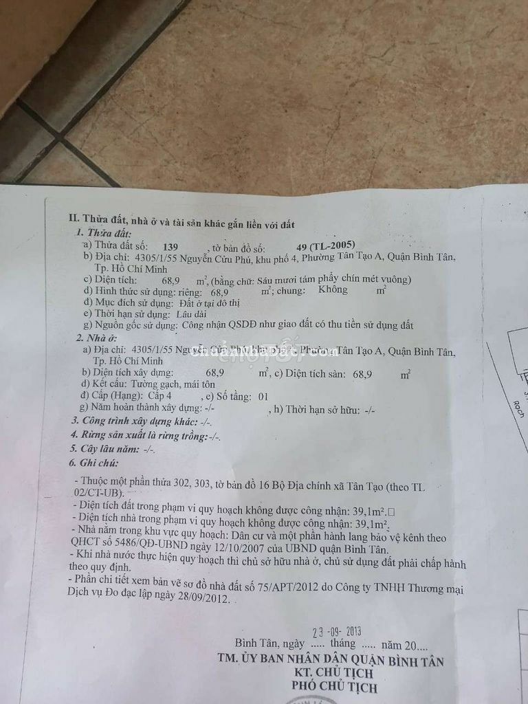 Nhà cấp 4 cũ hẻm ba gác nguyễn cửu phú tân tạoa