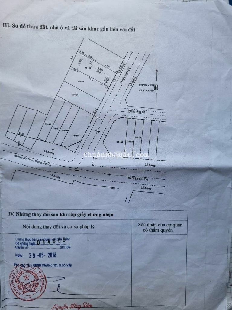 Hàng hiếm lô đất biệt thự 184 Cây Trâm, dt 8x22m , cách mặt tiền 3 căn