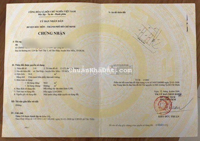 Bán nhà nguyên căn ngay UBND xã Tân Hiệp Hóc Môn 95m2 giá 620tr, SHr