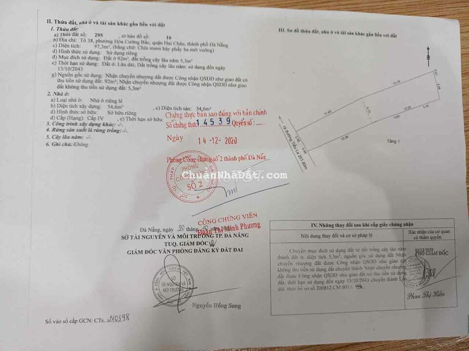 Bán đất Tặng nhà Cấp 4 sạch sẽ, Dt đất gần 100m2 kiệt Tiểu La